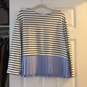 Anthropologie striped top with oxford peplum
